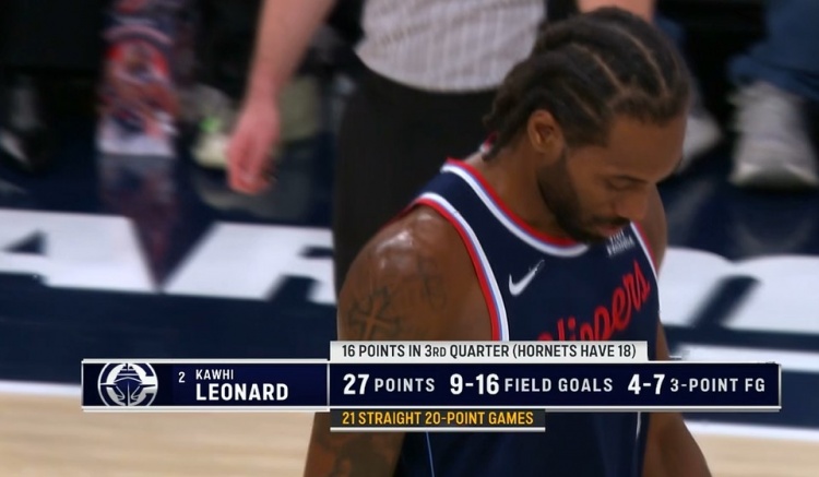 开云官网-机器人！伦纳德半节独得16分 完成连续21场得分20+