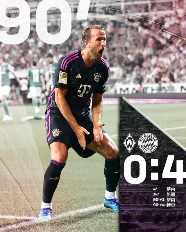 开云APP-【德甲】凯恩传射建功，萨内梅开二度，拜仁4-0开门红